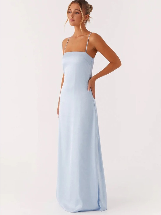 Peppermayo Dresses & Skirts - Peppermayo Aster Bloom Light Blue Satin Maxi Dress, Wedding Guest Evening Wear